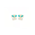 Pendientes Eles Mariposa Oro y Esmalte Turquesa y blanco Bebé 69AP 71/TB