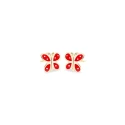 Pendientes Eles Mariposa Oro y Esmalte Rojo Bebé 69AP 71/N