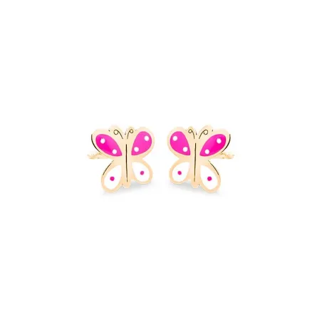 Pendientes Eles Mariposa Oro y Esmalte Rosa y blanco Bebé 69AP 72/RB