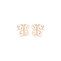 Pendientes Eles Mariposa Oro y Esmalte Blanco y Rosa Bebé 69AP 72/B