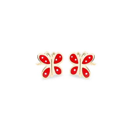 Pendientes Eles Mariposa Oro y Esmalte Rojo Bebé 69AP 72/N