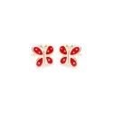 Pendientes Eles Mariposa Oro y Esmalte Rojo Bebé 69AP 72/N