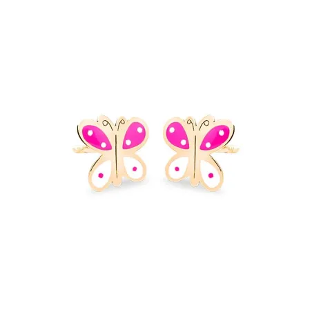 Pendientes Eles Mariposa Oro y Esmalte Rosa y blanco Bebé 69AP 73/RB