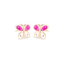 Pendientes Eles Mariposa Oro y Esmalte Rosa y blanco Bebé 69AP 73/RB