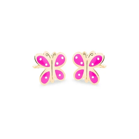 Pendientes Eles Mariposa Oro y Esmalte Rosa Bebé 69AP 73/R