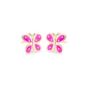 Pendientes Eles Mariposa Oro y Esmalte Rosa Bebé 69AP 73/R