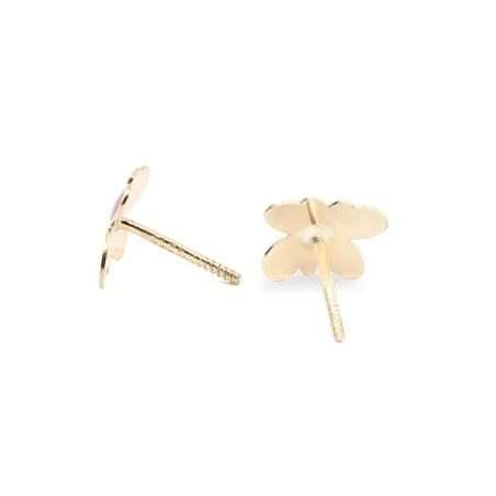 Pendientes Eles Mariposa Oro y Esmalte Rosa Bebé 69AP 73/R