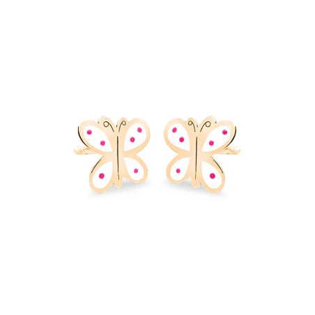 Pendientes Eles Mariposa Oro y Esmalte Blanco y Rosa Bebé 69AP 73/B