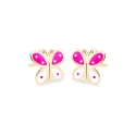 Pendientes Eles Mariposa Oro y Esmalte Rosa y blanco Bebé 69AP 74/RB