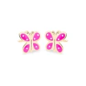 Pendientes Eles Mariposa Oro y Esmalte Rosa Bebé 69AP 74/R