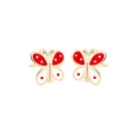 Pendientes Eles Mariposa Oro y Esmalte Rojo y blanco Bebé 69AP 74/NB