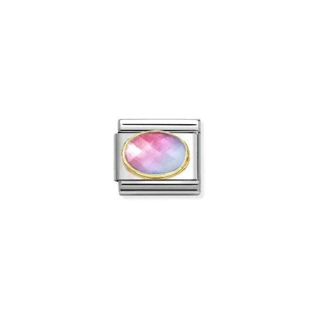 Comp. Classic PIEDRAS FACETADAS en acero y oro 18k ROSA AZUL CLARO