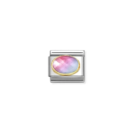 Comp. Classic PIEDRAS FACETADAS en acero y oro 18k ROSA AZUL CLARO