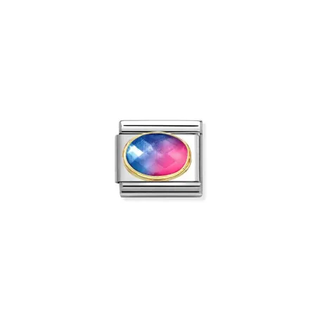 Comp. Classic PIEDRAS FACETADAS en acero y oro 18k ROJO AZUL CLARO