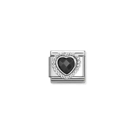 Composable CL CZ FACETADAS en acero con MOLETEADO CORAZON PUNTITOS plata 925 NEGRO