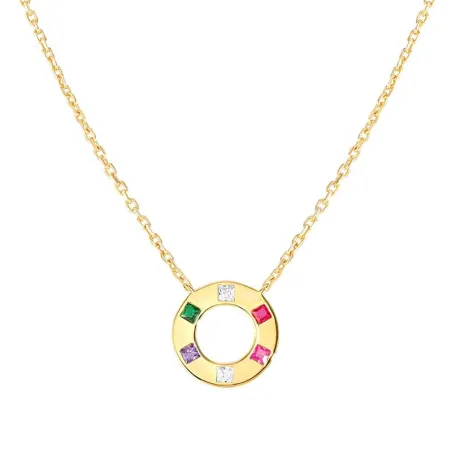 Gargantilla Nomination Carismatica Círculo Plata Baño Oro y Circonitas Multicolor 240926/020