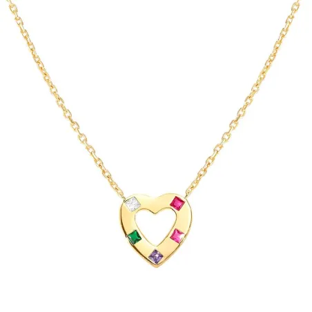 Gargantilla Nomination Carismatica Corazón Plata Baño Oro y Circonitas Multicolor 240926/021