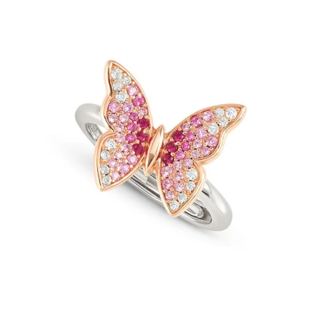 Anillo Nomination Crysalis Plata Mariposa Circonitas Rosas, Blancas y Fucsia 241106/040