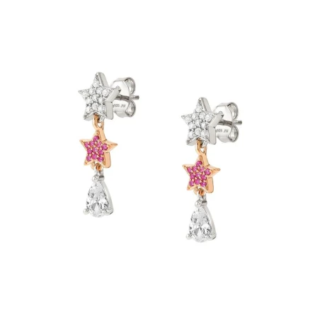 Pendientes Nomination Lucentissima Estrellas Plata y Baño Oro Rosa Circonitas Fucsia y Blancas Gota 240712/033