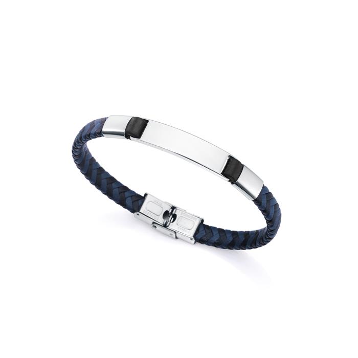 Pulsera Viceroy Fashion Magnum Hombre Acero Inoxidable y Piel Negra y Azul 14058P01013