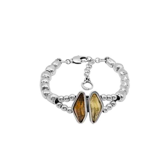 Pulsera Ciclón Orlik Baño Plata y Cristales Murano Marrón 241116-02-0