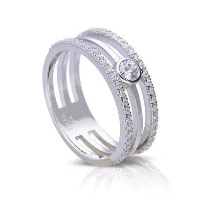Anillo Diamonfire Triple Aro Plata Triple Baño y Circonitas Blancas 6122191082