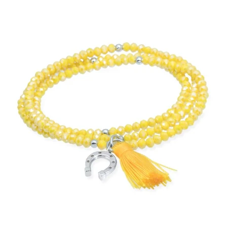 Pulsera ZEN Amarillo Plata Baño Rodio y Herradura 90231UH