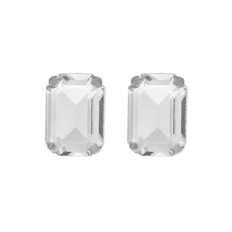 Pendientes Victoria Cruz Rectángulo Plata Baño Rodio y Cristal Blanco A4341-07HT