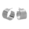 Pendientes Victoria Cruz Aro Ancho Satinado Plata Baño Rodio A4803-HT
