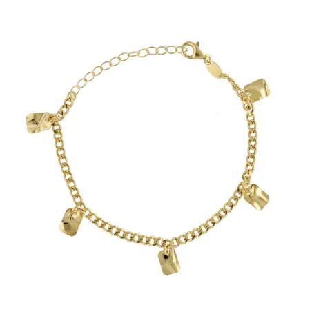Pulsera Victoria Cruz Plata Baño Oro y Rectángulos A4808-DP