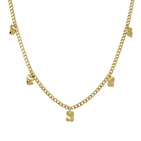 Collar Victoria Cruz Plata Baño Oro y Rectángulos A4809-DG