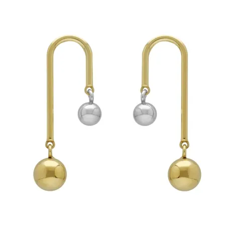 Pendientes Victoria Cruz U Plata Baño Oro y Esferas Bicolor A4825-BT