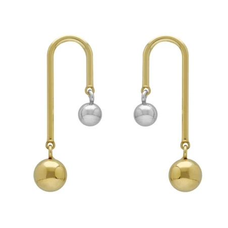 Pendientes Victoria Cruz U Plata Baño Oro y Esferas Bicolor A4825-BT