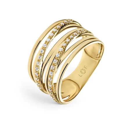 Anillo Litta Fiore Entrelazado Oro Amarillo y Circonitas Blancas LRN-201-026