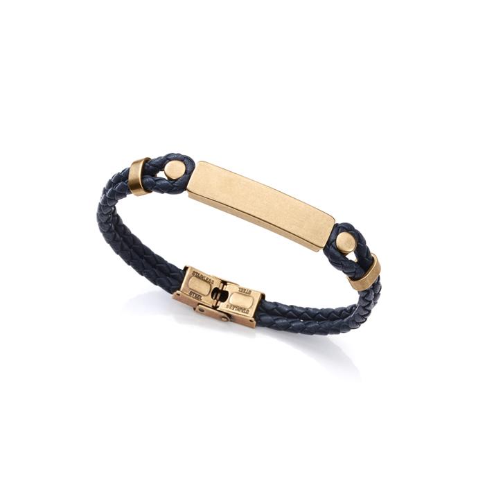 Pulsera Viceroy Fashion Magnum Piel Trenzada Azul y Acero Inoxidable Bronce 1387P01013