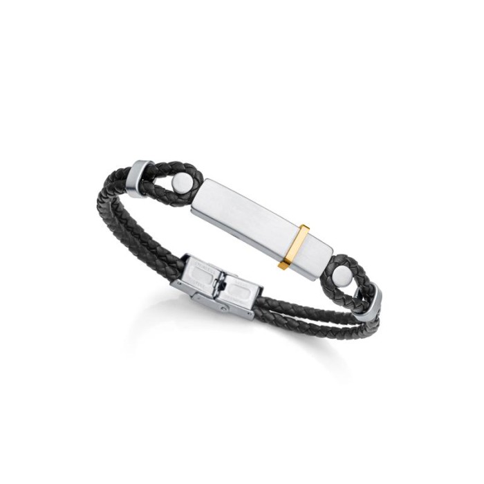 Pulsera Viceroy Fashion Magnum Piel Trenzada Marrón y Acero Inoxidable Plateado 1481P01011