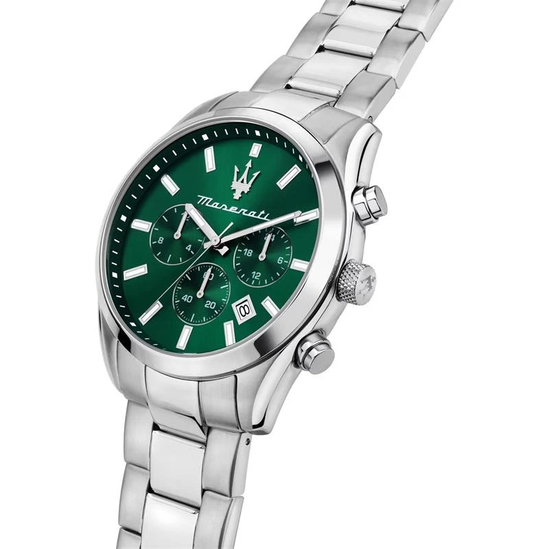 Reloj Maserati Attrazione Hombre Plateado y Verde Cronógrafo R8853151011