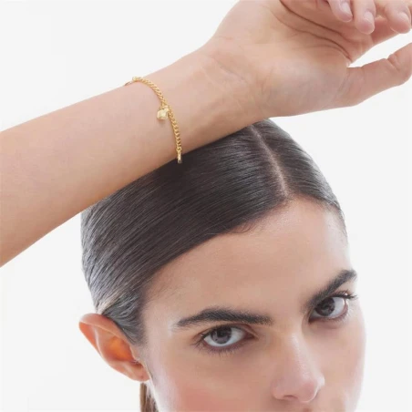 Pulsera Victoria Cruz Plata Baño Oro y Rectángulos A4808-DP
