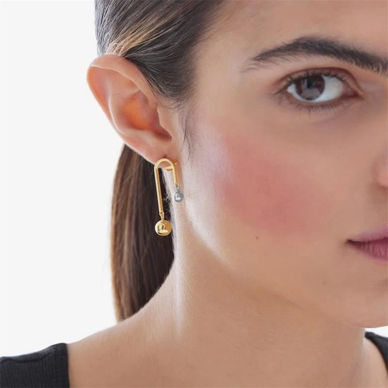 Pendientes Victoria Cruz U Plata Baño Oro y Esferas Bicolor A4825-BT