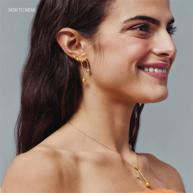 Pendientes Victoria Cruz U Plata Baño Oro y Esferas Bicolor A4825-BT