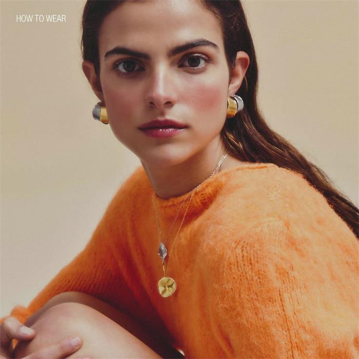 Pendientes Victoria Cruz Círculo Plata Baño Oro Satinado A4798-DG