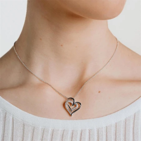 Gargantilla Diamonfire Corazones Plata Triple Baño y Circonitas 6309821082