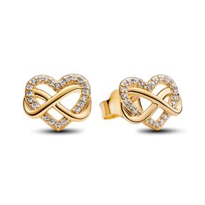 Pendientes Pandora Corazón Infinito Brillante Baño Oro 262667C01