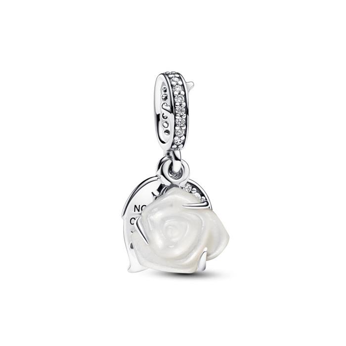 Charm Colgante Doble Pandora Rosa Blanca Floreciendo 793200C01