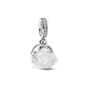 Charm Colgante Doble Pandora Rosa Blanca Floreciendo 793200C01