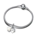 Charm Colgante Doble Pandora Rosa Blanca Floreciendo 793200C01
