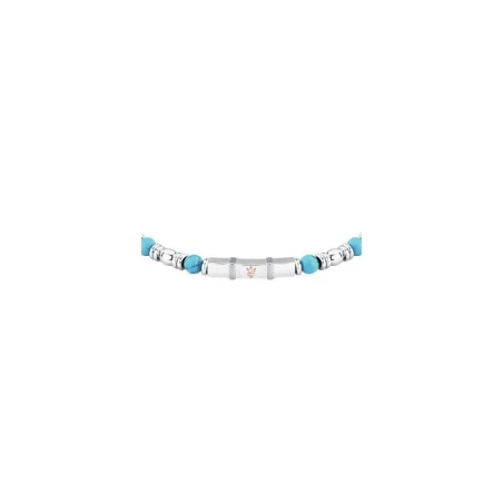 Pulsera Maserati Iconic Acero Inoxidable Plateado y Piedras Turquesa Hombre JM324AVD44