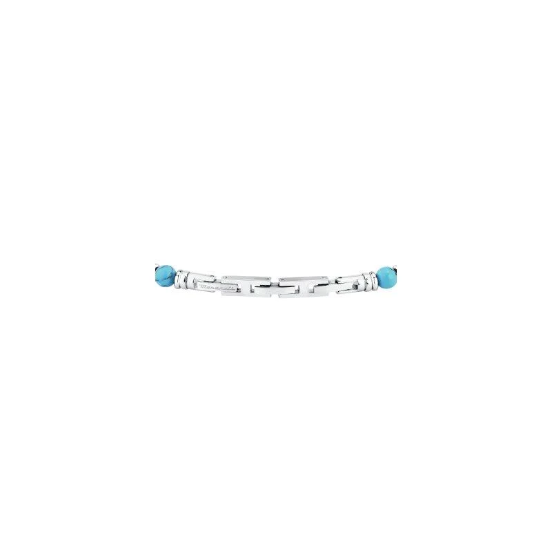 Pulsera Maserati Iconic Acero Inoxidable Plateado y Piedras Turquesa Hombre JM324AVD44