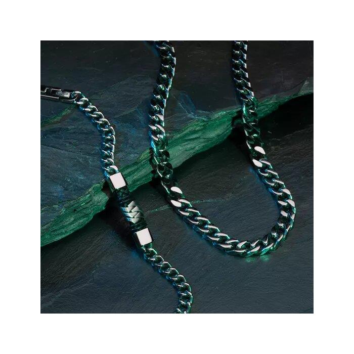 Pulsera Lotus Style Acero Inoxidable y Piel Negra Hombre LS2104-2/2