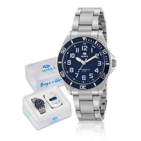 Reloj Marea y Auriculares Inalámbricos Niño Plateadoy Azul Analógico B41361/3